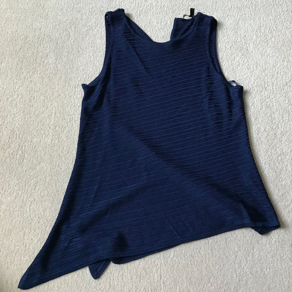 WHITE HOUSE BLACK MARKET ASYMMETRICAL BLUE TANK TOP